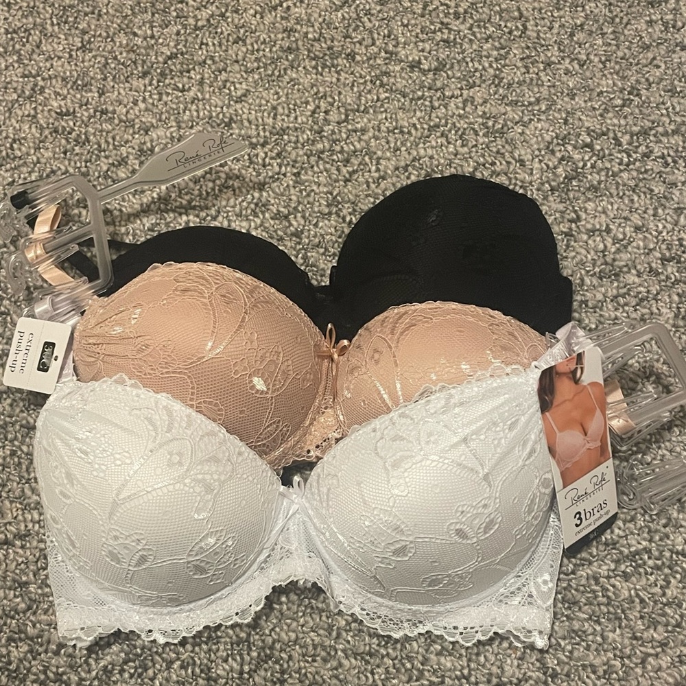3 pack Rene Rofe extreme push up bra 36C brand new never worn